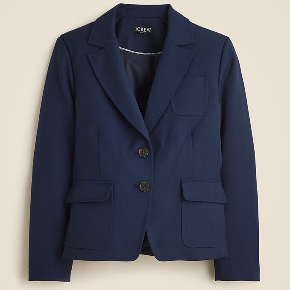 J. Crew Shrunken-Fit Blazer in Wool Blend NWT Navy